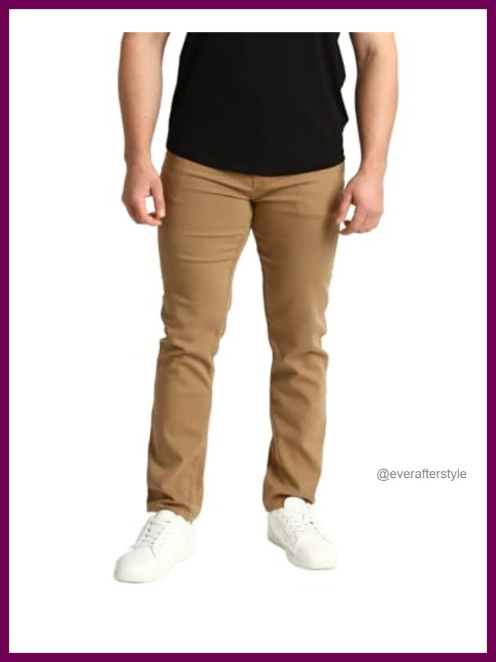 Men's Slim Fit Stretch Dress Pants, Woven Denkhaki Khakis